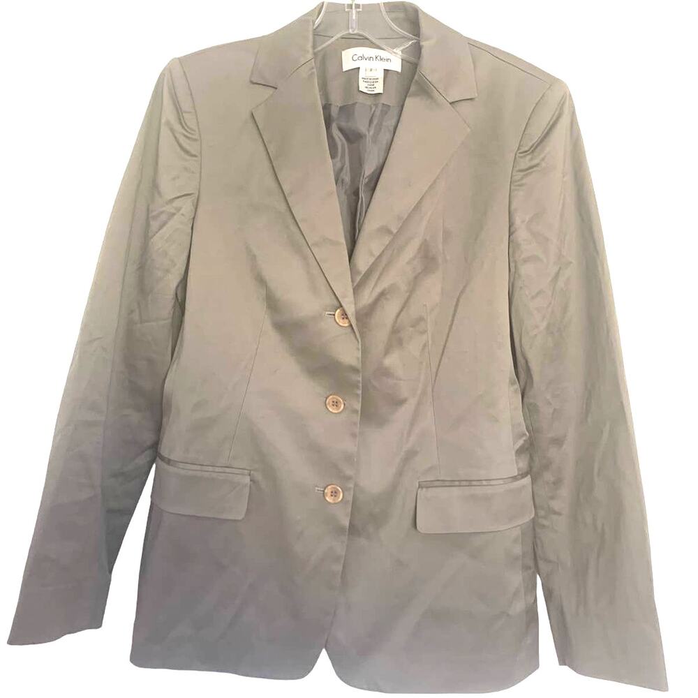 Calvin Klein Blazer Jacket 2 Gray 3 Button Pockets Business Casual Preppy Vent